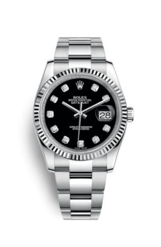 Rolex 116234-0132 : Datejust 36 Stainless Steel Fluted / Oyster / Black Diamond