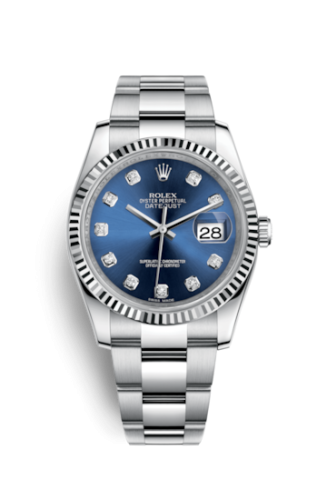 Rolex 116234-0134 : Datejust 36 Stainless Steel Fluted / Oyster / Blue Diamond