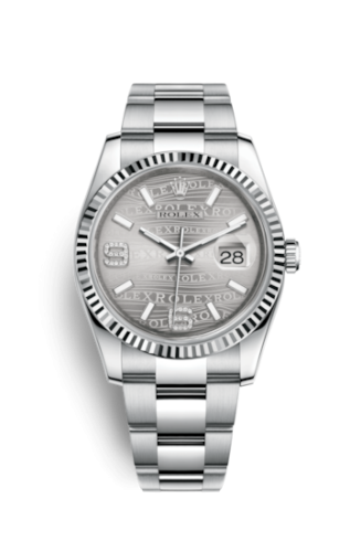 Rolex 116234-0153 : Datejust 36 Stainless Steel Fluted / Oyster / Rhodium Wave