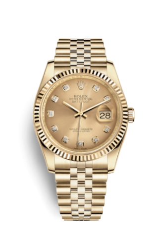 Rolex 116238-0061 : Datejust 36 Yellow Gold Fluted / Jubilee / Champagne Diamonds