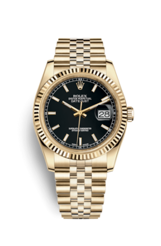 Rolex 116238-0074 : Datejust 36 Yellow Gold Fluted / Jubilee / Silver