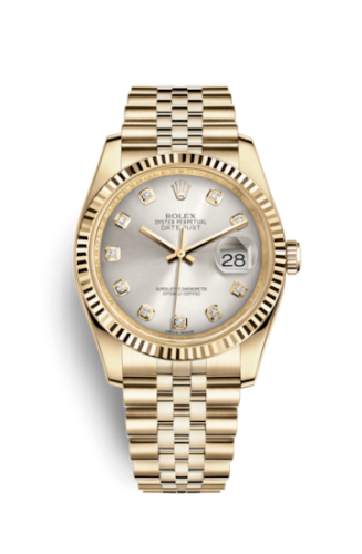 Rolex 116238-0075 : Datejust 36 Yellow Gold Fluted / Jubilee / Silver Diamonds
