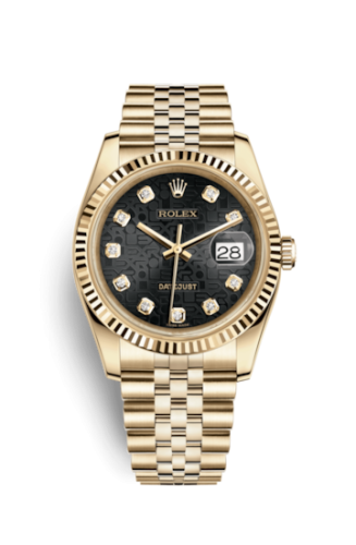 Rolex 116238-0078 : Datejust 36 Yellow Gold Fluted / Jubilee / Black  Computer