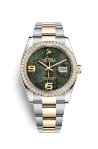 Rolex 116243-0006 : Datejust 36 Rolesor Yellow Diamond / Oyster / Green Floral