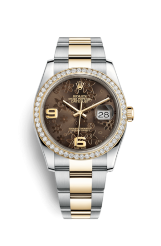 Rolex 116243-0007 : Datejust 36 Rolesor Yellow Diamond / Oyster / Bronze Floral