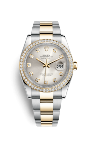 Rolex 116243-0012 : Datejust 36 Rolesor Yellow Diamond / Oyster / Silver Diamond