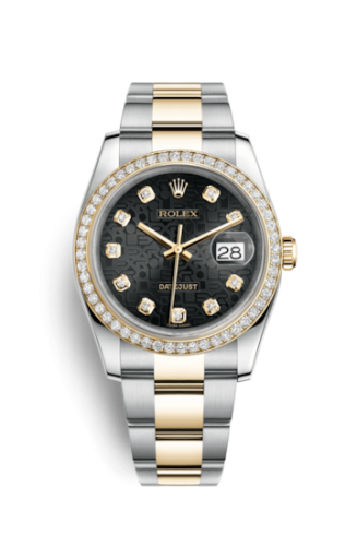 Rolex 116243-0024 : Datejust 36 Rolesor Yellow Diamond / Oyster / Black Computer