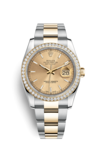 Rolex 116243-0030 : Datejust 36 Rolesor Yellow Diamond / Oyster / Champagne