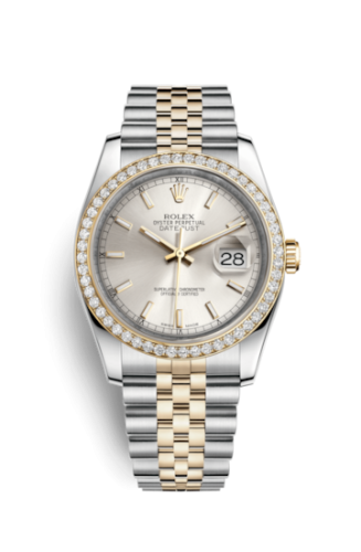 Rolex 116243-0061 : Datejust 36 Rolesor Yellow Diamond / Jubilee / Silver