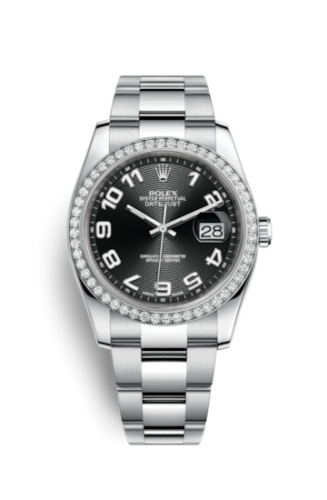 Rolex 116244-0042 : Datejust 36 Stainless Steel Diamond / Oyster / Black Arabic