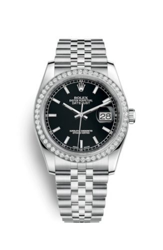 Rolex 116244-0043 : Datejust 36 Stainless Steel Diamond / Jubilee / Black