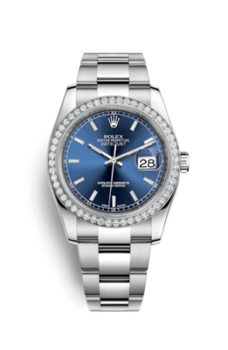 Rolex 116244-0048 : Datejust 36 Stainless Steel Diamond / Oyster / Blue