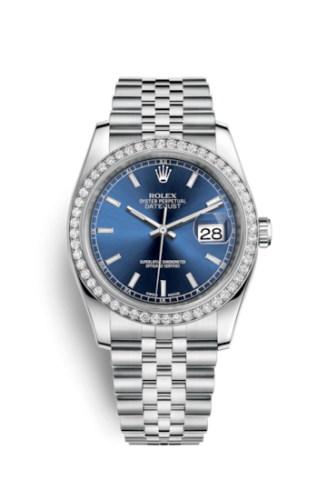 Rolex 116244-0063 : Datejust 36 Stainless Steel Diamond / Jubilee / Blue