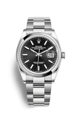 Rolex 126200-0004 : Datejust 36 Stainless Steel / Domed / Black / Oyster