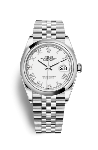 Rolex 126200-0007 : Datejust 36 Stainless Steel / Domed / White Roman / Jubilee