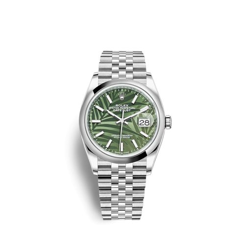 Rolex 126200-0019 : Datejust 36 Stainless Steel / Domed / Green Palm / Jubilee