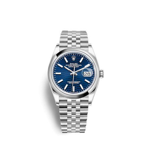 Rolex 126200-0021 : Datejust 36 Stainless Steel / Domed / Blue - Fluted / Jubilee