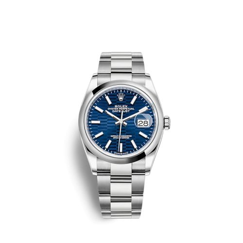 Rolex 126200-0022 : Datejust 36 Stainless Steel / Domed / Blue - Fluted / Oyster