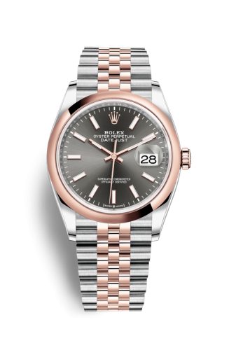 Rolex 126201-0013 : Datejust 36 Stainless Steel / Everose / Smooth / Slate / Jubilee