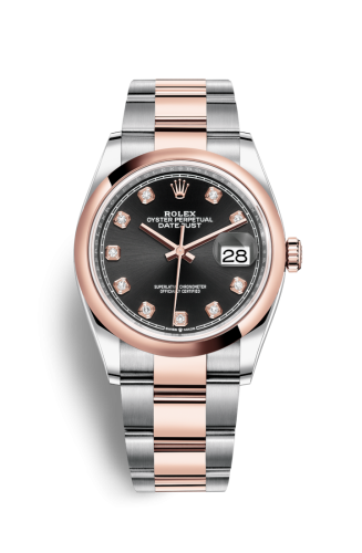 Rolex 126201-0020 : Datejust 36 Stainless Steel / Everose / Smooth / Black Diamond / Oyster