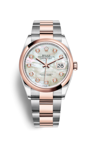 Rolex 126201-0022 : Datejust 36 Stainless Steel / Everose / Smooth / MOP Diamond / Oyster