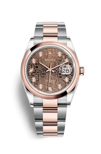 Rolex 126201-0026 : Datejust 36 Stainless Steel / Everose / Smooth / Chocolate Computer / Oyster