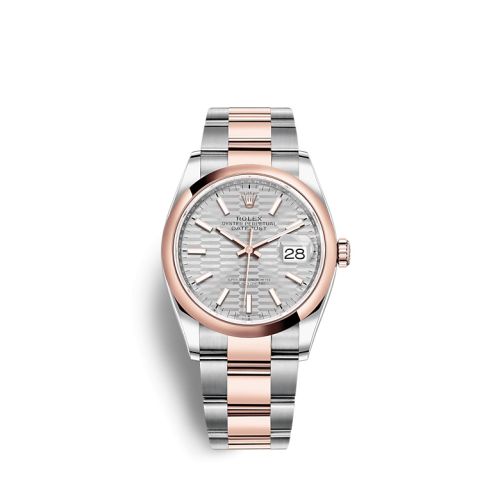 Rolex 126201-0034 : Datejust 36 Stainless Steel / Everose / Domed / Silver - Fluted / Oyster