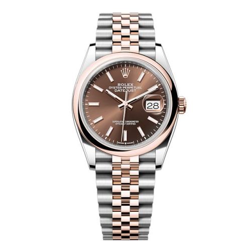 Rolex 126201-0043 : Datejust 36 Stainless Steel - Everose - Domed / Chocolate / Jubilee