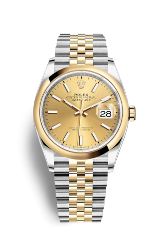 Rolex 126203-0015 : Datejust 36 Stainless Steel / Yellow Gold / Smooth / Champagne / Jubilee