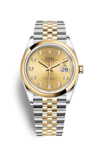 Rolex 126203-0017 : Datejust 36 Stainless Steel / Yellow Gold / Smooth / Champagne Diamond / Jubilee