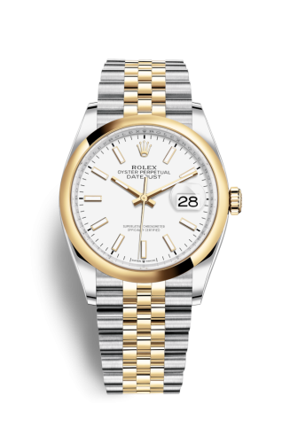 Rolex 126203-0019 : Datejust 36 Stainless Steel / Yellow Gold / Smooth / White / Jubilee