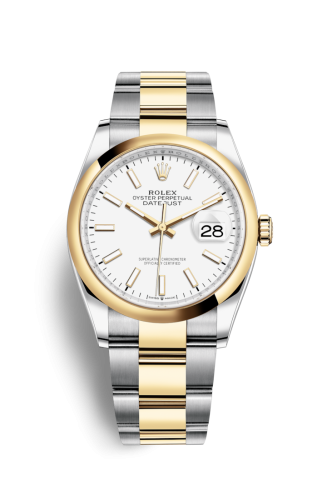 Rolex 126203-0020 : Datejust 36 Stainless Steel / Yellow Gold / Smooth / White / Oyster