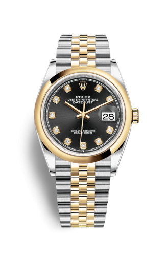 Rolex 126203-0021 : Datejust 36 Stainless Steel / Yellow Gold / Smooth / Black Diamond / Jubilee
