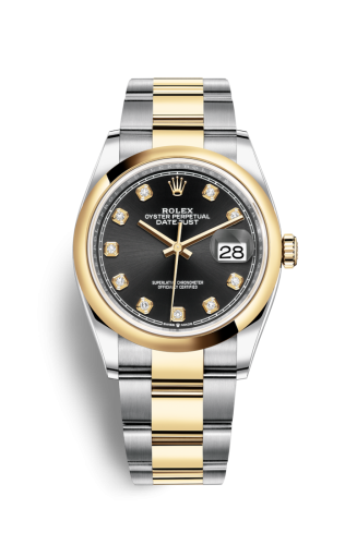 Rolex 126203-0022 : Datejust 36 Stainless Steel / Yellow Gold / Smooth / Black Diamond / Oyster