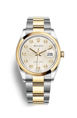 Rolex 126203-0028 : Datejust 36 Stainless Steel / Yellow Gold / Smooth / Silver Computer / Oyster