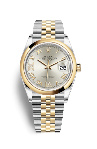 Rolex 126203-0031 : Datejust 36 Stainless Steel / Yellow Gold / Smooth / Silver Roman Diamond / Jubilee