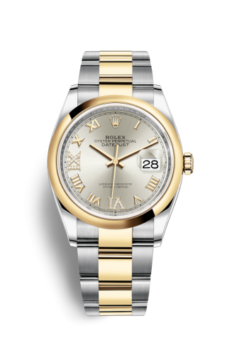 Rolex 126203-0032 : Datejust 36 Stainless Steel / Yellow Gold / Smooth / Silver Roman Diamond / Oyster