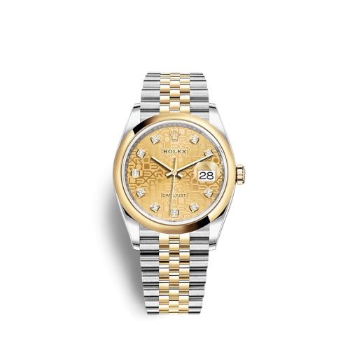Rolex 126203-0033 : Datejust 36 Stainless Steel / Yellow Gold / Smooth / Champagne Computer / Jubilee