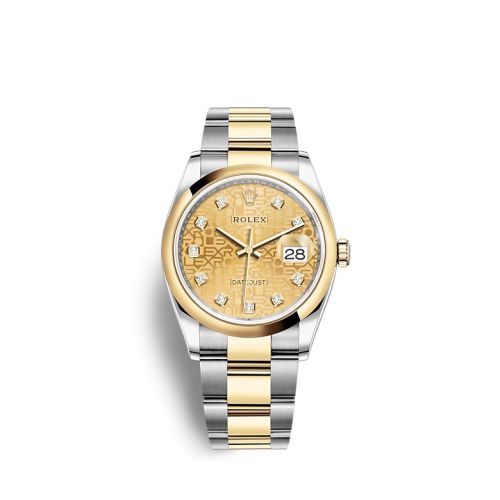 Rolex 126203-0034 : Datejust 36 Stainless Steel / Yellow Gold / Smooth / Champagne Computer / Oyster