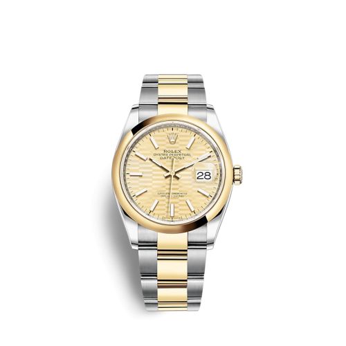 Rolex 126203-0040 : Datejust 36 Stainless Steel / Yellow Gold / Smooth / Golden - Fluted / Oyster