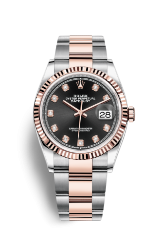 Rolex 126231-0020 : Datejust 36 Stainless Steel / Everose / Fluted / Black Diamond / Oyster