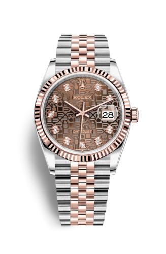 Rolex 126231-0025 : Datejust 36 Stainless Steel / Everose / Fluted / Chocolate Computer / Jubilee