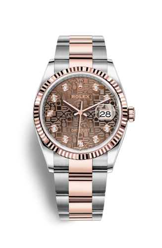 Rolex 126231-0026 : Datejust 36 Stainless Steel / Everose / Fluted / Chocolate Computer / Oyster
