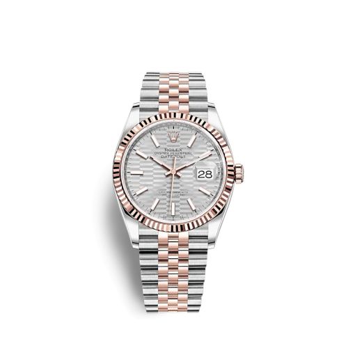 Rolex 126231-0033 : Datejust 36 Stainless Steel / Everose / Fluted / Silver - Fluted / Jubilee