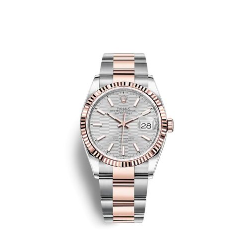 Rolex 126231-0034 : Datejust 36 Stainless Steel / Everose / Fluted / Silver - Fluted / Oyster