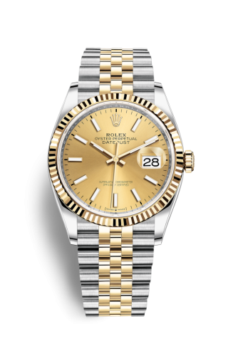 Rolex 126233-0015 : Datejust 36 Stainless Steel / Yellow Gold / Fluted / Champagne / Jubilee