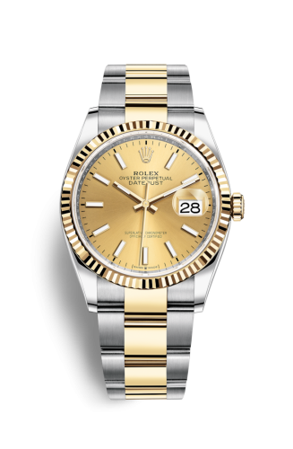 Rolex 126233-0016 : Datejust 36 Stainless Steel / Yellow Gold / Fluted / Champagne / Oyster