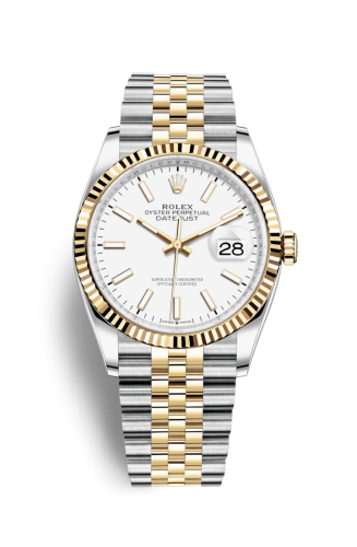 Rolex 126233-0019 : Datejust 36 Stainless Steel / Yellow Gold / Fluted / White / Jubilee