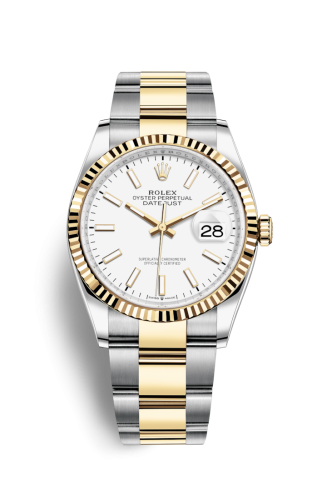 Rolex 126233-0020 : Datejust 36 Stainless Steel / Yellow Gold / Fluted / White / Oyster