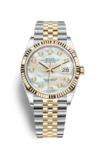 Rolex 126233-0023 : Datejust 36 Stainless Steel / Yellow Gold / Fluted / MOP Diamond / Jubilee